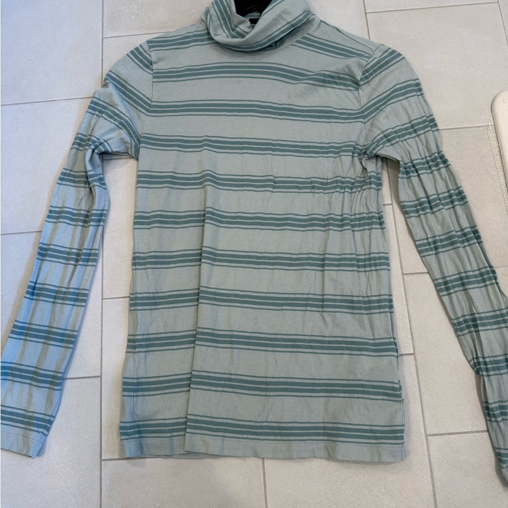 J. Crew Green Striped Long Sleeve Tee